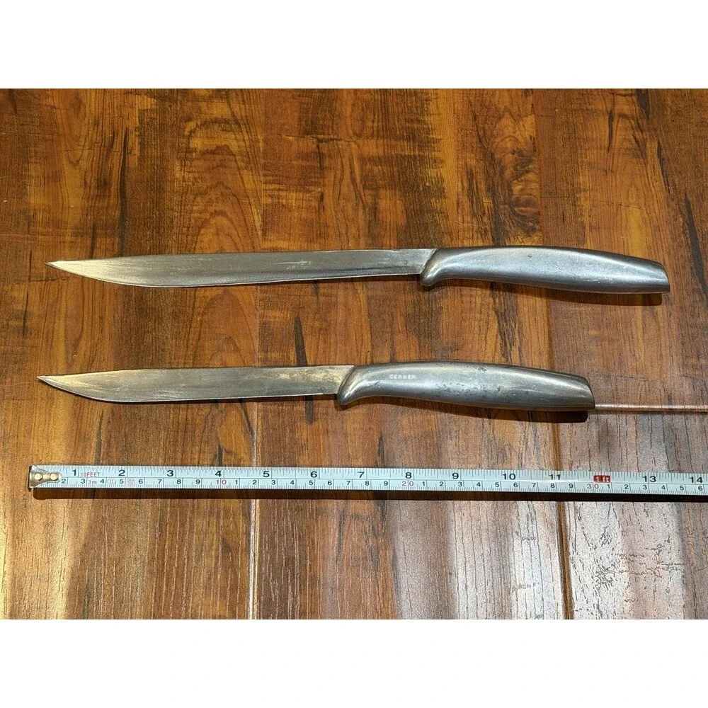Vintage 1947 Gerber Legendary Blades Carving Knife Knives Set in Walnut Box